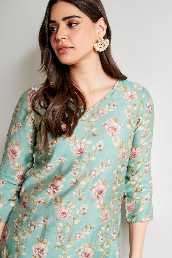 Teal Floral Straight Set of 2, Teal, image 4